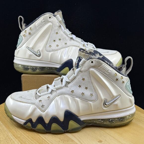 Nike Barkley Posite Max Men\'s Size 8 White & Metallic Silver 588527-100 Rare
